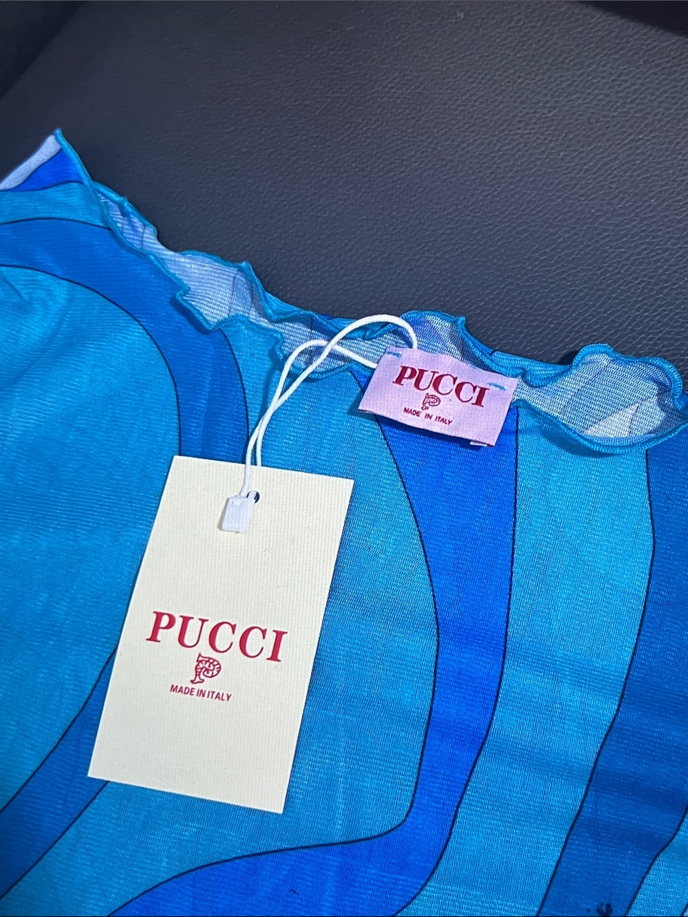 Emilio Pucci Blue Multi-Blue Wave Long Sleeve Top - Picture 4 of 6
